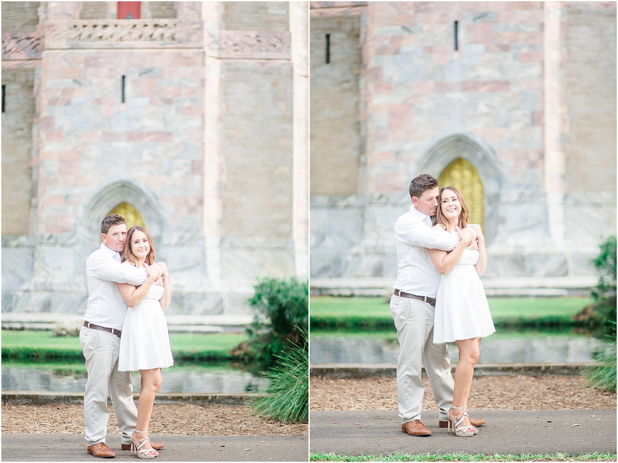 Jessica & Brad, newly engaged, at Bok Tower Gardens in Lake Wales, Florida.