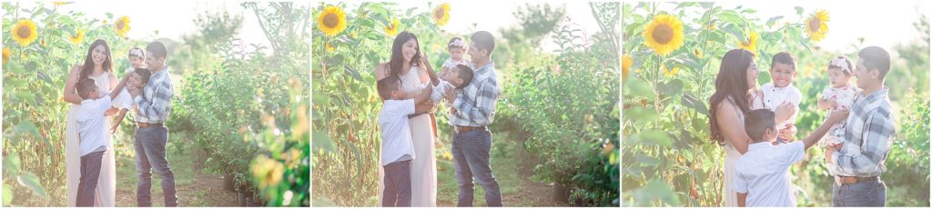 Family at sunflower fields at heartland events in central florida.