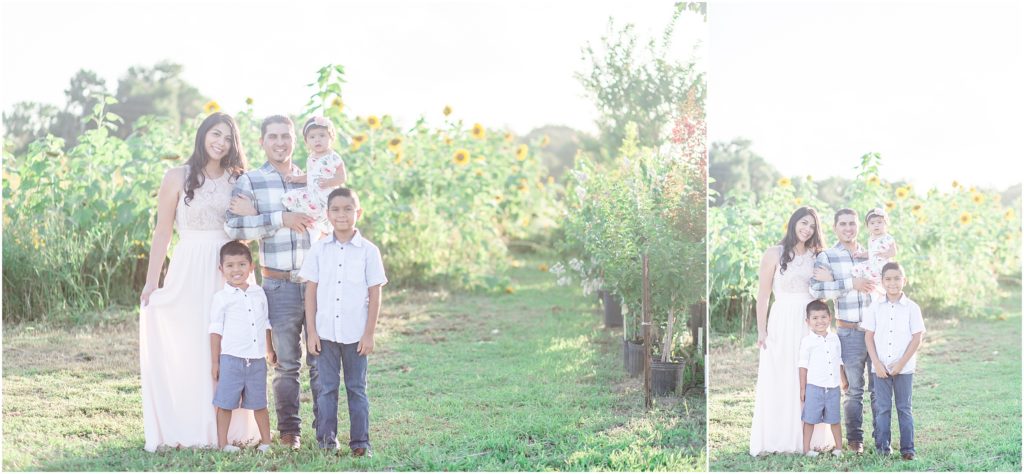 Family at sunflower fields at heartland events in central florida.