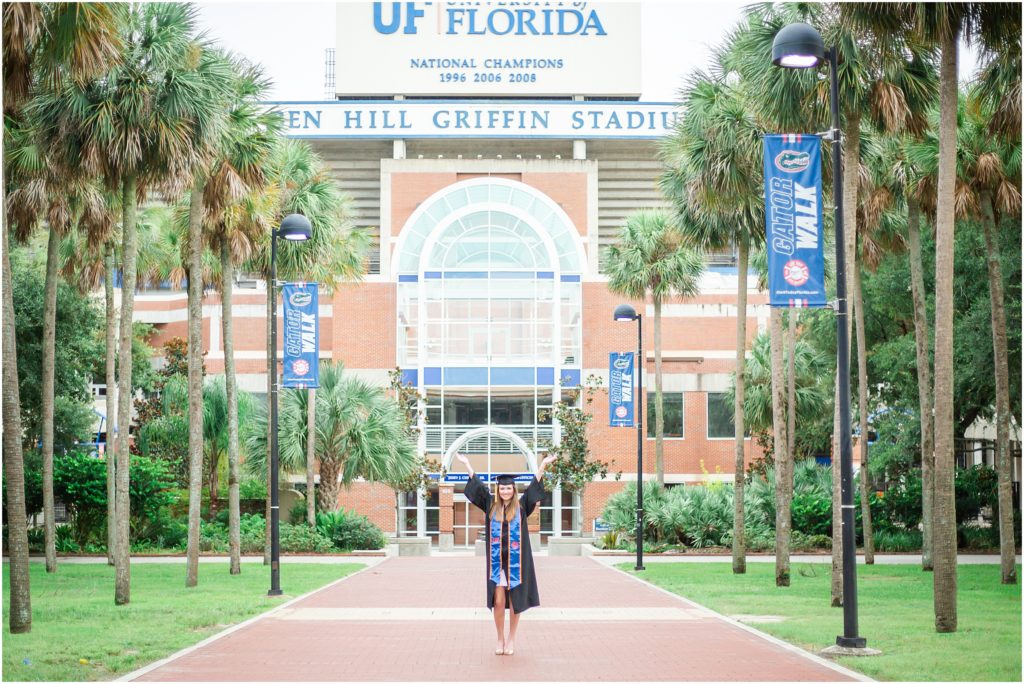 Senior in "Gator Way" in front of Ben Hill Griffith Stadium at UF.