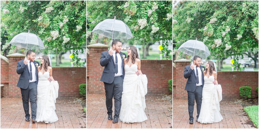 Rainy Day Bride & Groom portraits at the Sorosis Building in Lakeland, Florida.