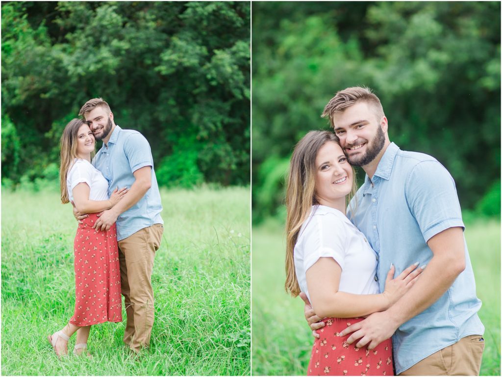 An engagement session in a grassy field in Wauchula, Florida.