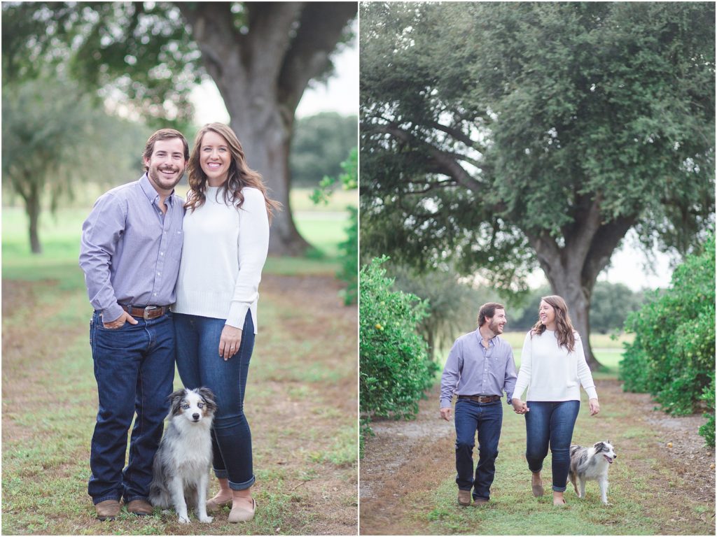 Engagement session with dog in Central Florida.