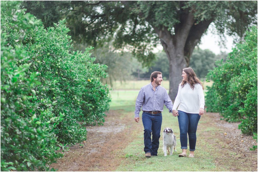 Engagement session with dog in Central Florida.