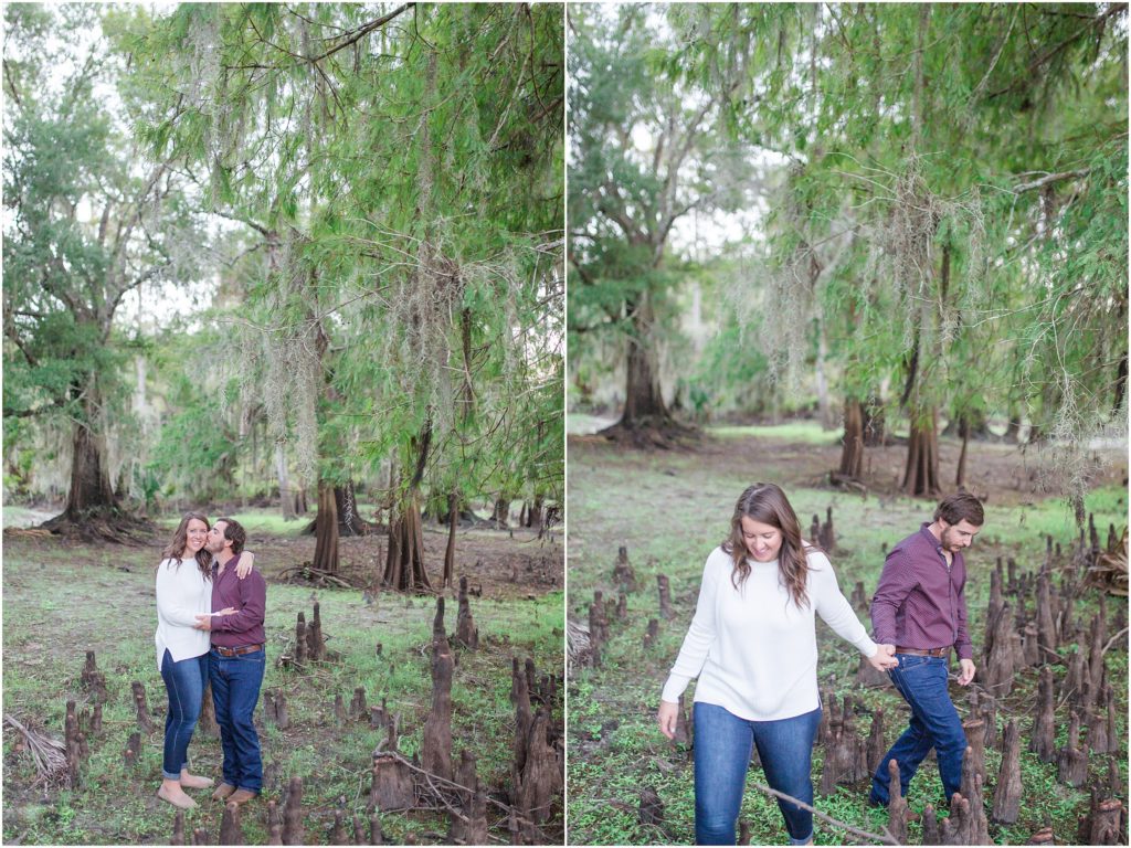 Rustic engagment session by creek in Zolfo Springs, Florida.