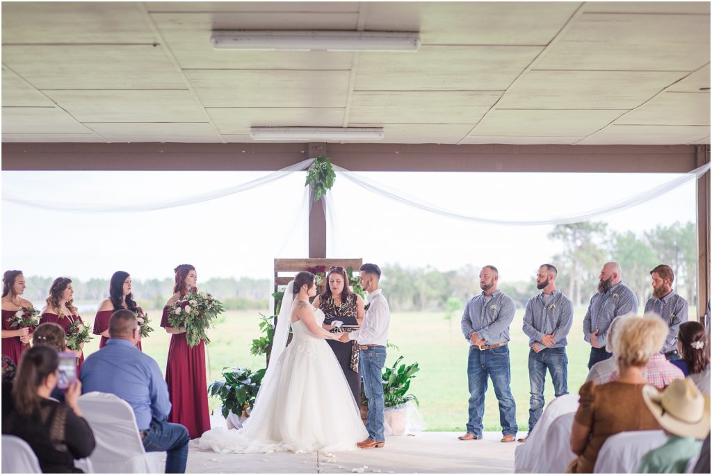 Wedding ceremony at Hardee Lakes Park.