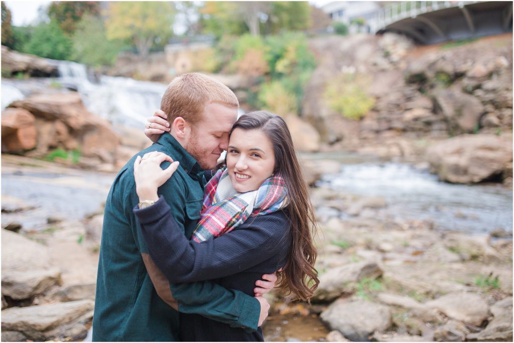 Fall time engagement session at Falls Park on the Reedy River.